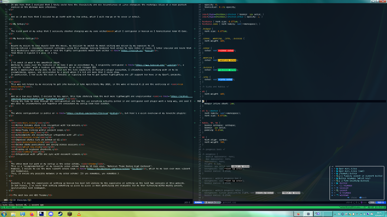 A screenshot of this post being edited in Neovim.